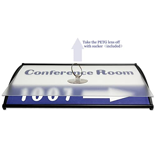 2Pcs Curved Name Plate Holder for Wall or Door 8" x 4", Black | Wall-Mount Office Door Sign Holder, Sturdy Aluminum Sign Frame for Business Cubicle, Adhesive Tape & Protective Plastic Film - style: 2 packs Curved Sign Holder