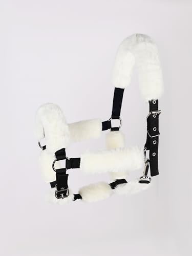 Harrison Howard Fleece Halter Covers for Horses, Set of 9, Prevent Hair Loss Pressure Marks, Padded Horse Halter Fleece Set Cream White - color: Cream White
