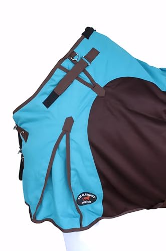 1200D Horse Turnout Blanket Waterproof, Breathable, Heavy-Weight Winter Blanket with 300g Fill, Ripstop Outer Shell - color: Turquoise/Brown, size: 78 inches