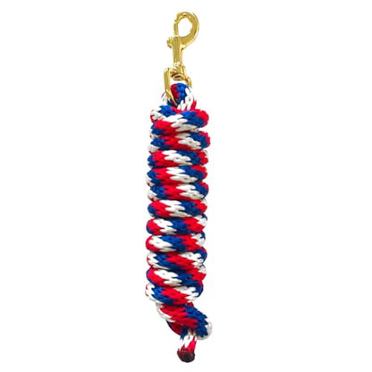 5/8" x 8' Nylon Horse Lead Rope (Red-Blue-White) - color: Red-Blue-White