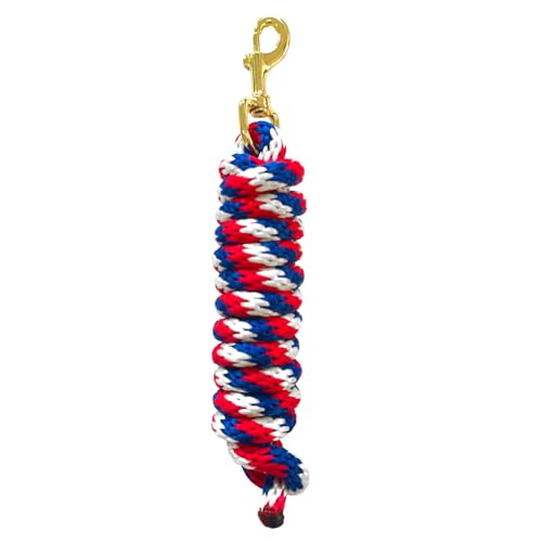 5/8" x 8' Nylon Horse Lead Rope (Red-Blue-White) - color: Red-Blue-White