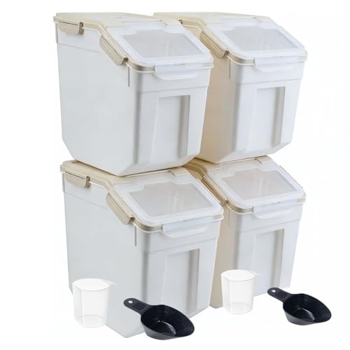 Saim 4 Pack 25lb Flour & Rice Storage Container Bin,Rice Dispenser (Grey) - color: 4Pack 25lbs Grey