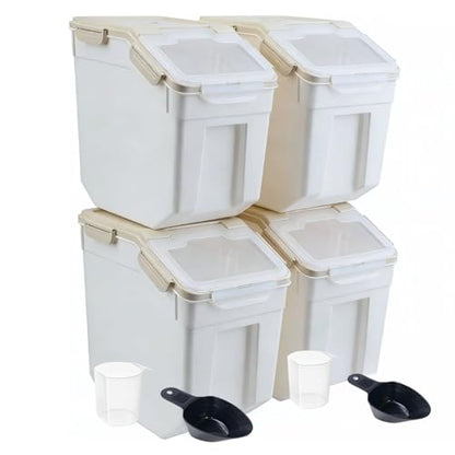 Saim 4 Pack 25lb Flour & Rice Storage Container Bin,Rice Dispenser (Grey) - color: 4Pack 25lbs Grey