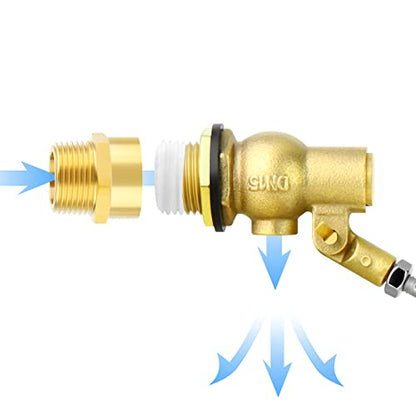 GASHER 1PCS 3/4" 304 Stainless Steel Float Ball Valve with 3/4"G Female x 3/4"NPT Male Adapter, DN20 Adjustable Water Tank Float Ball Valve for Stock Tank Pool Water Level Control - size: 3/4" DN20