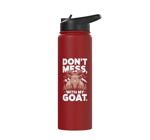 Don´t Mess With My Goat Cute Coat Pygmy Goat Farmer Stainless Steel Insulated Water Bottle - color: Red
