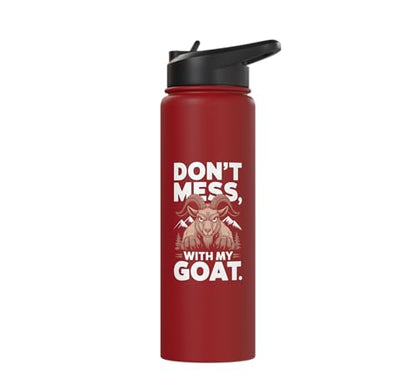 Don´t Mess With My Goat Cute Coat Pygmy Goat Farmer Stainless Steel Insulated Water Bottle - color: Red