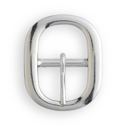 Tandy Leather Compact Oval Bridle Buckle - Solid Brass Core for Strength and Long-Term Use - Nickel Plated Finish for Clean Professional Look - 1"
