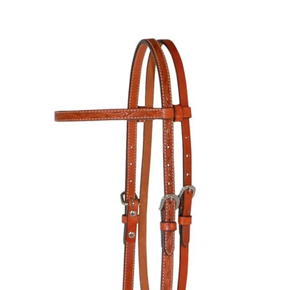Circle Y Classic Floral Tooled Browband Headstall, Durable Double-Ply Leather Western Horseback Riding Headstall w/Stainless Steel Hardware, Adjustable Buckles, Chicago Screw Bit Ends - color: Regular