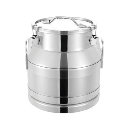 20L/5 Gallon Stainless Steel Milk Bucket, Heavy Duty Milk Can with Sealing Lid and Easy-Flow Spigot, Large Liquid Container Storage for Wine, Water, Coffee, Oil Storage, Transport, and Dispensing - size: 20L/5Gal