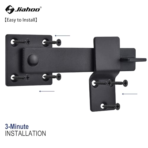 JIAHOO 6" Barn Door Flip Latch, Sturdy Farm Sliding Door Latch | Gate Latch for Fence, Shed Door, Farm Gate, Solid Metal Heavy Duty Iron Hardware, add More Security and Privacy, Matte Black
