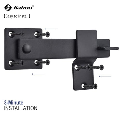 JIAHOO 6" Barn Door Flip Latch, Sturdy Farm Sliding Door Latch | Gate Latch for Fence, Shed Door, Farm Gate, Solid Metal Heavy Duty Iron Hardware, add More Security and Privacy, Matte Black