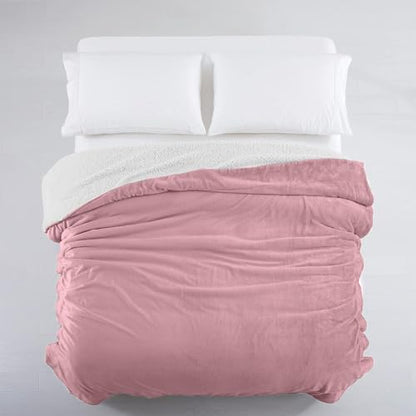 IR Imperial Rooms Queen Sherpa Blanket 90x90 Guest Bedroom Baby Pink - color: Baby Pink, size: Full/Queen