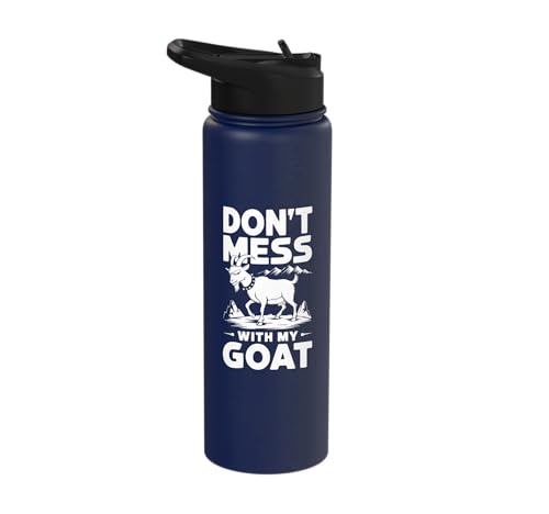 Don´t Mess With My Goat Cute Coat Pygmy Goat Farmer Stainless Steel Insulated Water Bottle - color: Navy Blue