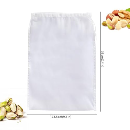 3 Pack Nut Milk Bag, Nylon Cheese Cloth Bag for Straining, 9.5"x14" | Reusable Strainer, Food-Grade, Fine Mesh, for Cold Brew Coffee, Greek Yogurt, Tea and Juice