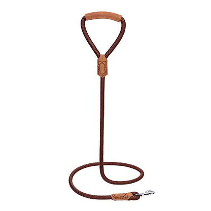 Mile High Life Dog Leash with Genuine Leather-Wrapped Ends/Handle, 4/5/6FT - color: Dark Brown, size: 48 Inch-1/2"