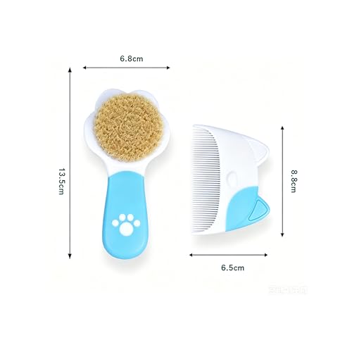 Baby Hair Brush Set, Natural Soft Goat Hair Brush and Comb for Newborn Toddler, Blue