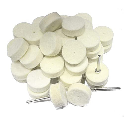 50 Pcs 25mm Wool Felt Polishing Kits Quickly Changed Wool Buffing Wheel with 1/8'' Shank for Rotary Tools - style: 50Pcs 25mm wool polishing wheel