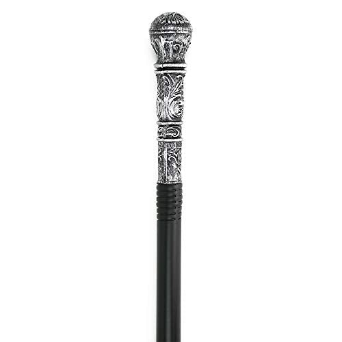 Antique Silver Costume Walking Cane - Vintage Prop Stick Dress Pimp Canes
