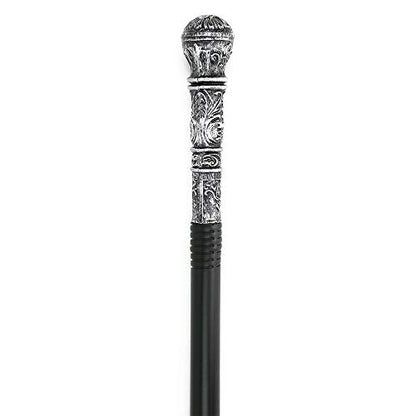 Antique Silver Costume Walking Cane - Vintage Prop Stick Dress Pimp Canes