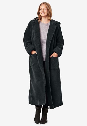 Woman Within Long Hooded Berber Fleece Coat | Women's Plus Size - color: Navy, size: 3X