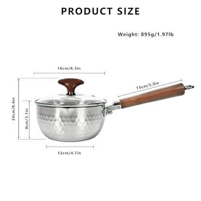GREATLINK 18/8 Stainless Steel Small Saucepan with Lid and Pour Spouts