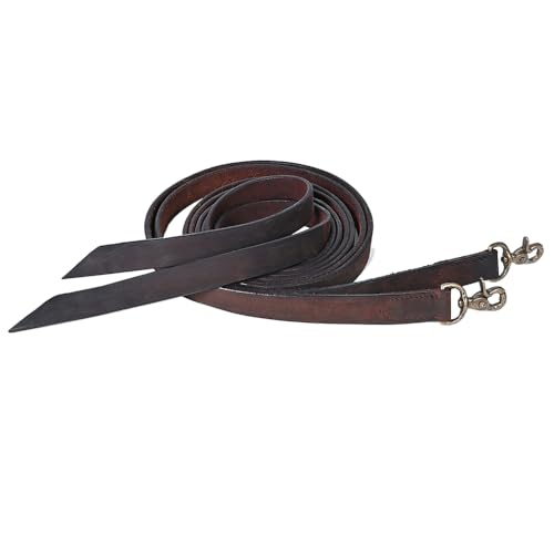 HILASON Western Genuine Leather Horse Split Reins | Riding-Reins Reining-Reins Heavy-Duty-Rein - color: Dark Brown 1, size: 1in x 7ft