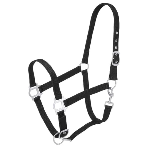 Tough1 Nylon Horse Halter with Satin Hardware - color: Black