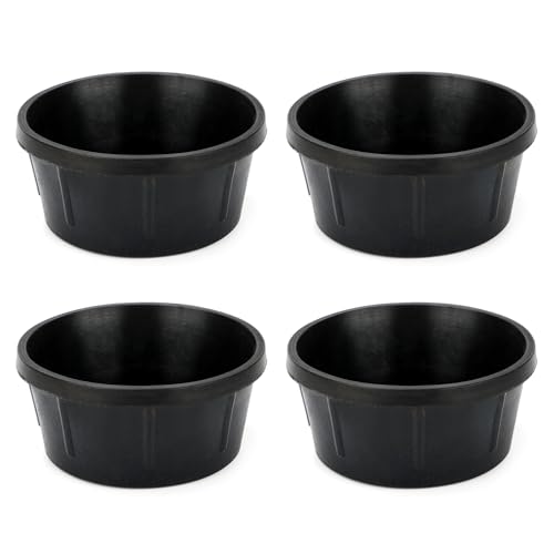 4Pcs Rubber Feeder Pan,2 Quart Feed Bucket - color: Black-2Quart, size: 4PCS