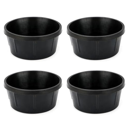 4Pcs Rubber Feeder Pan,2 Quart Feed Bucket - color: Black-2Quart, size: 4PCS