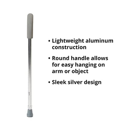 McKesson Aluminum Round Handle Cane 28.75" to 37.75" H | Round Handle Cane,Silver,Aluminum,Not Made with Natural Rubber Latex - size: (1 ct)
