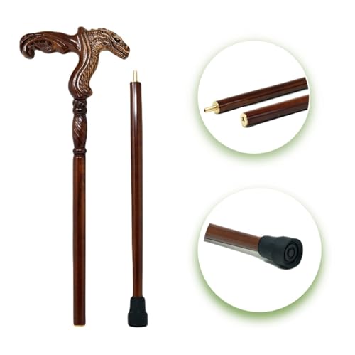 Hand Carved Wooden Walking Cane with Ergonomic Handle and Rubber Tip for Men and Women - Fashionable Unique Walking Stick for Seniors - 37 inch - style: Crocodile