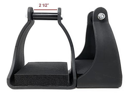 AJ Tack Polymer Trail Stirrups, Black, Shock-Absorbing Cushioned Foot Pads, 4 Neck Sizes, Lightweight, Western and English, Trail and Endurance Riding | All-Day Comfort with Shock-Absorbing Pads, Helps Reduce Rider Fatigue, Lightweight & Durable, Black