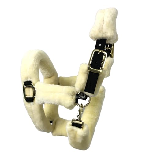 Derby Originals Comfortable Super Soft Padded Faux Mink Horse Black Nylon Halters with Throat Snap for Easy Removal, Daily Use, and 1-Year Warranty