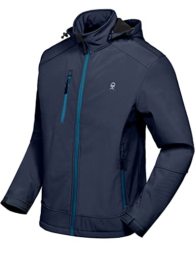Little Donkey Andy Men’s Removable Hood Softshell Fleece Jacket - color: A.navy, size: Small