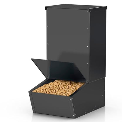 Hog Feeder Black, 2.5 Bushels Capacity - color: Black, size: Single Door