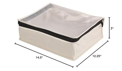 Household Essentials Canvas Sweater Storage Bags, 2-Pack, Breathable Cotton, Under-Bed Zippered Storage with Clear Top Window, Stackable, Cedar Insert Compatible (Not Included), Natural - size: 2 pack sweater bag, style: Sweater Bags