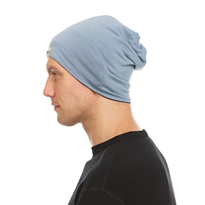 Minus33 Merino Wool Micro Weight Reversible Beanie - color: Navy Blue / Slate Blue