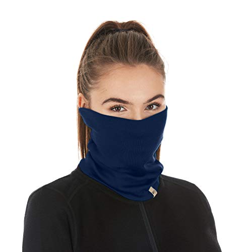 100% Merino Wool - Midweight Neck Gaiter - Skiing Neck Warmer - Winter Face Mask - Multipurpose Headwear - color: Navy Blue