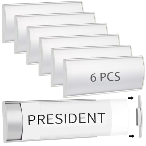 Therwen 6 Pcs Aluminum Office Name Plate Holder for Door, Silver - color: Silver