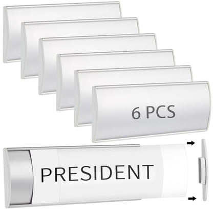 Therwen 6 Pcs Aluminum Office Name Plate Holder for Door, Silver - color: Silver