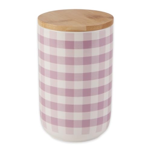 Bone Dry Ceramic Pet Treat Canister, Dishwasher Safe, 4x6.5 Pansy Petite Check - color: Pansy Petite Check, size: 4x6.5"