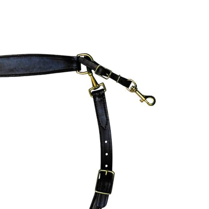 Tucker Classic Montreal Breast Strap Trail Horseback Riding Equestrian Sports Saddle Support Tack w/Durable Leather Over-The-Neck Breast Collar, Metal Hardware & Fleece-Lined Chest Tab - color: Black/Brass Hardware