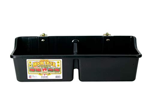 Little Giant® Portable Feeder with Divider | Livestock Feeder | Heavy Duty Mountable Feeding Trough for Livestock & Pets | Made in USA | 16 Quarts | Black - color: Black