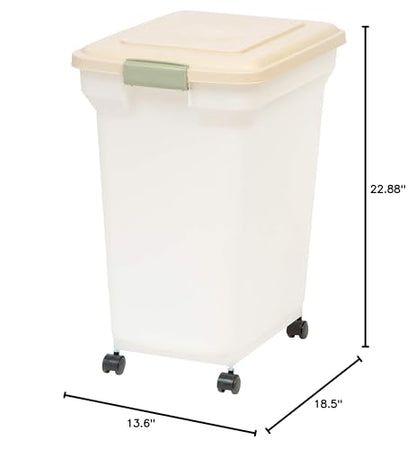 IRIS USA Dog Food Storage Container, Up to 40lbs, Almond/Pearl, Made in USA - color: Almond/Pearl, size: 40 lbs