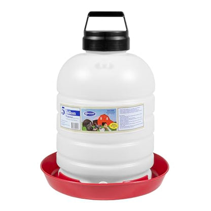 FARM-TUFF Hanging Chicken Waterer, 5 Gallon Capacity - Plastic Poultry Fountain with Top Fill Design - Automatic Water Dispenser for Chickens, Ducks, Turkeys & Game Birds - size: 5G