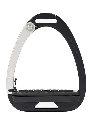 LeMieux Vector Control Stirrup - New Generation - Spring Loaded Hinged Arm - Cross Track Grip Surface - color: Black/Aluminium
