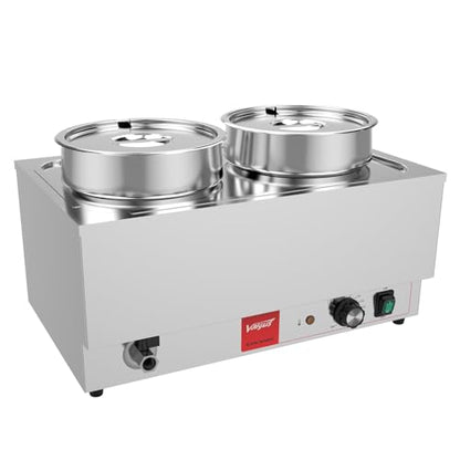 Valgus Commercial Stainless Steel Bain Marie Food Warmer 2 Round Pots - size: 2 Round Pots with Tap