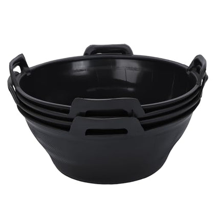 4Pcs Multi-purpose Flexible Feeder Pan, Large Feed Bucket for Animal Feeding, Livestock Water Bowl Chicken Dust Bath Tub for Horse Goat Pig Dog Farm Livestock Poultry