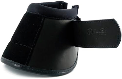 Jeereal No Turn Bell Boots Hoof Protection,Shock Absorbing, Water-Repellent,with Anti-Spin Fastening System |Neoprene,Waterproof Cloth,Genuine Leather (Black, Cob (Medium)) - color: Black, size: Cob (Medium)