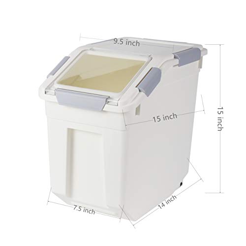 EonTone [2-Pack] 30 lbs Rice Storage Container, 15L Airtight Food Bin with Wheels for Flour, Pet Food - size: 15 Liters (pack of 2)